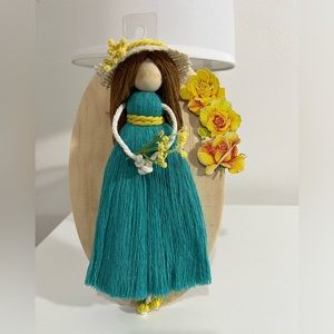 Handmade macrame doll frame